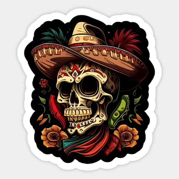 Skull with hat Sticker by Crazy skull